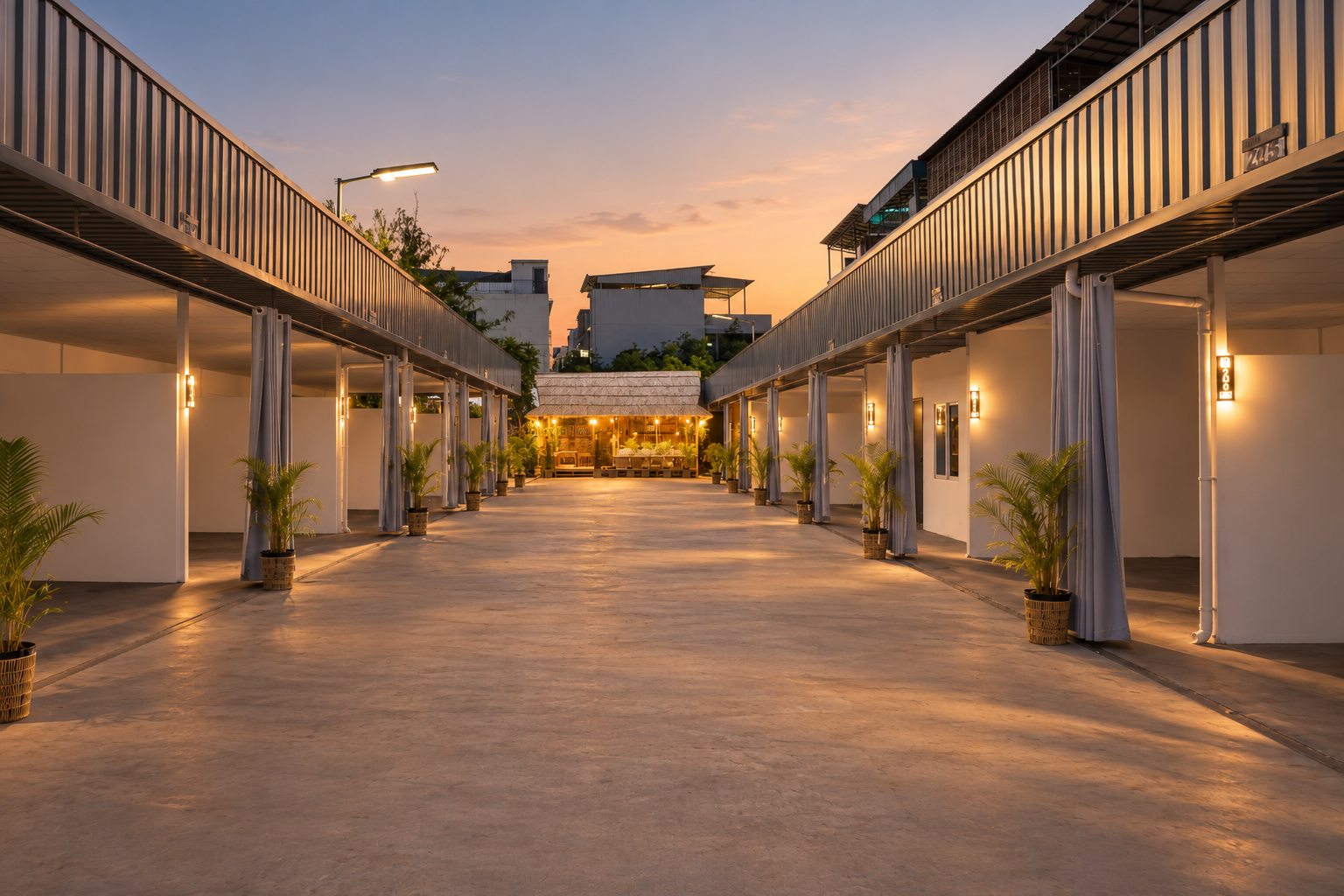 KIRI INN courtyard at sunset