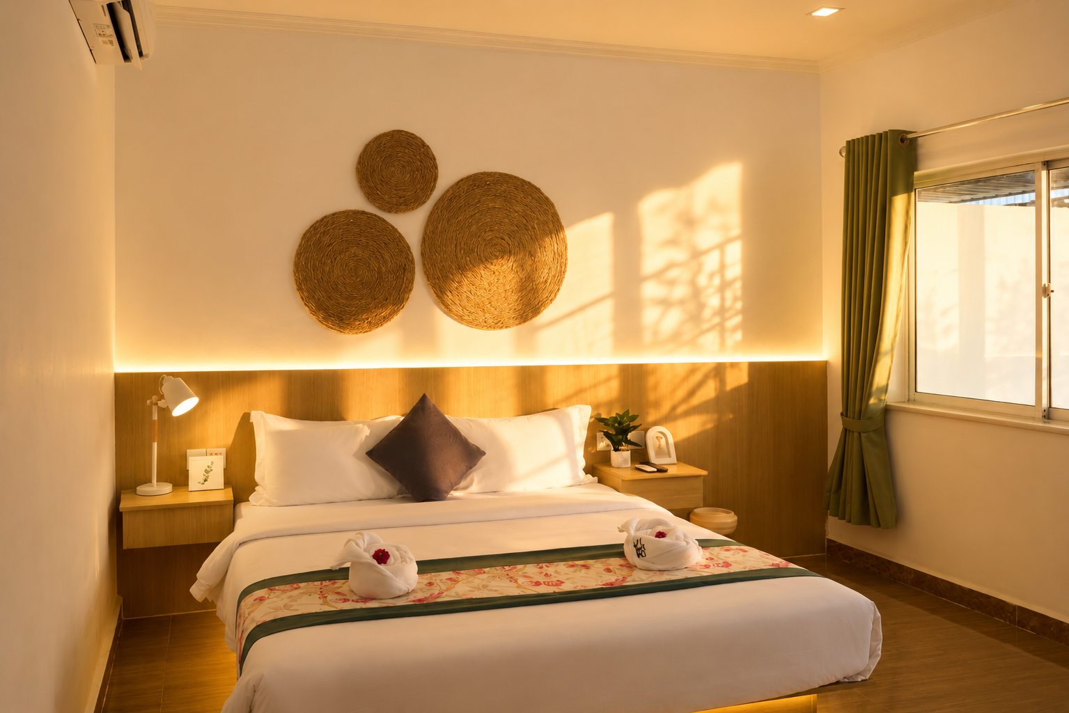 Warm and comfortable guest room