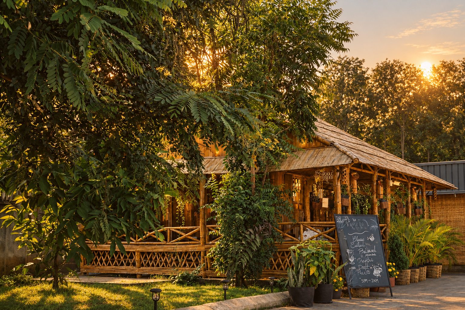 The bamboo house surrounded by greenery at KIRI INN